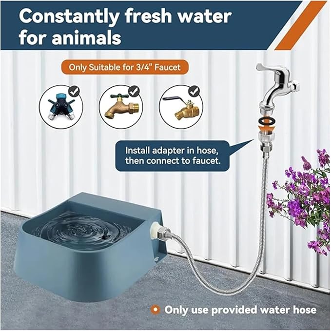 Dog Automatic Water Bowl with 1.5m Hose 2L Floating Ball Dispenser Pet for Animal Cat Chickens Rabbits(Only Bowl)