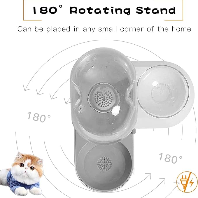 2 In1 Automatic Cats Dogs Water Dispenser Pet Food Bowls Set,No-Spill Dog Water Bottle & Dish Detachable Transparent Pet Feeder for Small Medium Size Dog Cat 2.8L