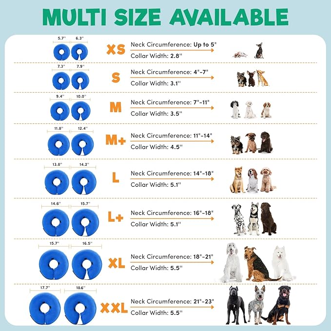 BENCMATE Inflatable Dog Cone Collar Alternative, Soft Dog Cone for Small Medium Large Dogs and Cats, Neck Recovery ECollar Donut Collar After Surgery (Medium+, Police Officer)