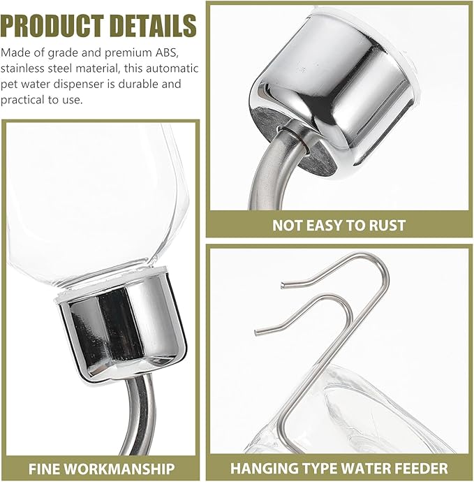 Kisangel Pet Hanging Water Dispenser Large Automatic Water Bottle Feeder for Dogs Rabbits Travel Portable Dog Feeding Tool Stable Hanging Design