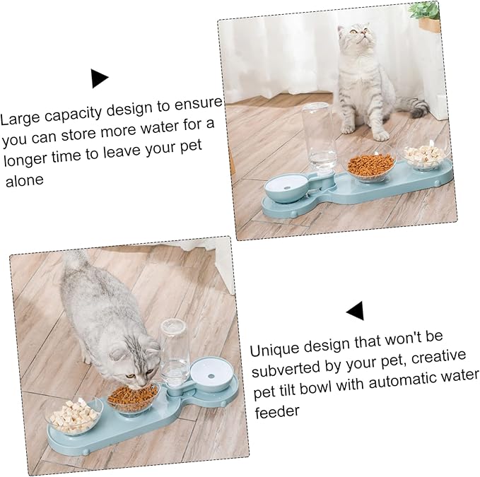 Dual-use Cat Feeder Automatic Water Dispenser Pet Tilt Bowl Cat Water Dispenser Easy to Clean