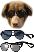 G010 Dog Pet Costume Prop Aviator Sunglasses Medium Breeds 20-40 lbs (2-Pack Black+Black-Mirror)