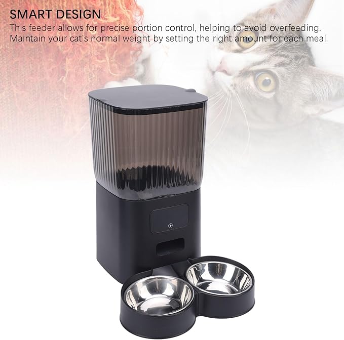 Automatic Cat Feeders,Timed Cat Dry Food Dispenser Cat Feeder Automatic Automatic Dog Feeder Stainless Steel Bowl Cat Feeder Automatic with Timer and Voice Recorder for Cats and