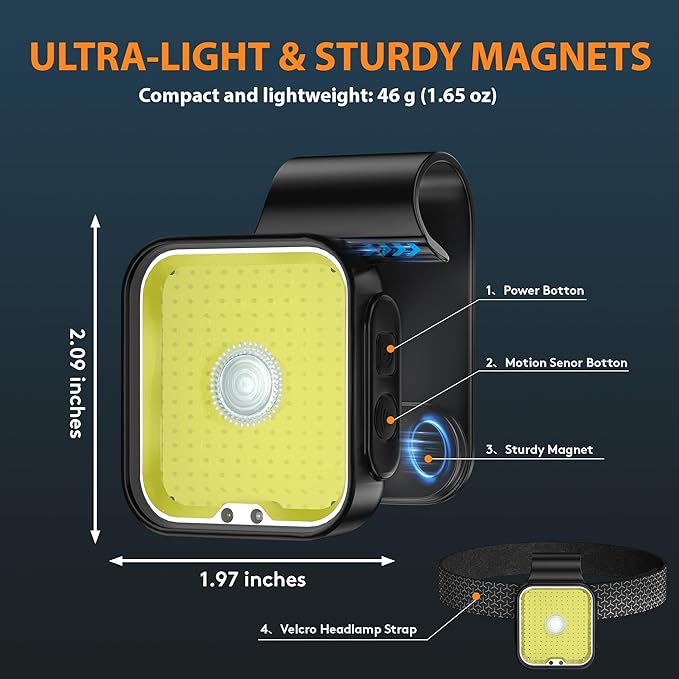 Yls Running Lights for Runners, Rechargeable Clip on Light with 12 Lighting Modes, LED Night Safety-Light for Walking, Camping, Hiking, Jogging, Outdoor Adventure, Black