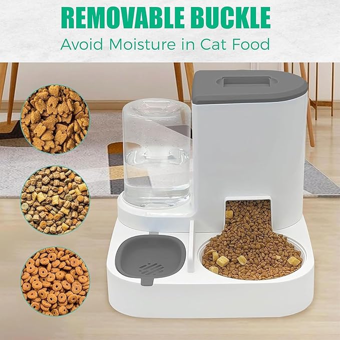 Pet Feeder 2-in-1 Automatic Pet Feeder Feeder and Waterer Pet Food Storage Removable and Easy to Clean Suitable Compatible with Small Dogs Cats Pets Supplies(Green)