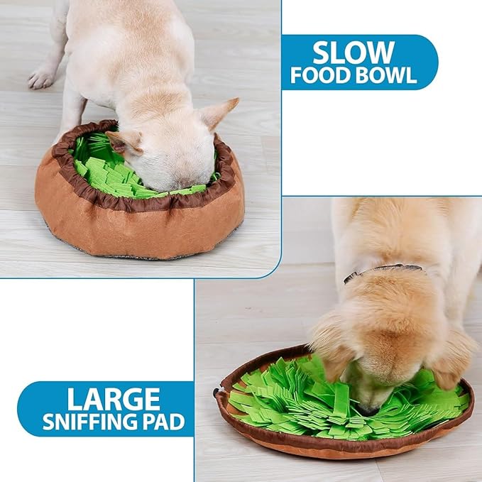 Snuffle Mat for Dogs Sniffing Feeding Mat, Durable Interactive Dog Puzzle, Sniff Mats for Large Medium Small Breed Dog Pet, Feeding Bowl Dog Anti-Slip Nose Work Spliced Training Mat Foraging, Green