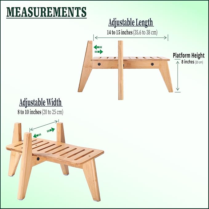 Dog Water/Food Dispenser Stand for Large Dogs - Use to Raise Dog Water and Food Bowl Feeder Dispensers - Adaptable Size Fits Various Sizes and Shapes - Slanted Feet Resist Tip-Over - Bamboo