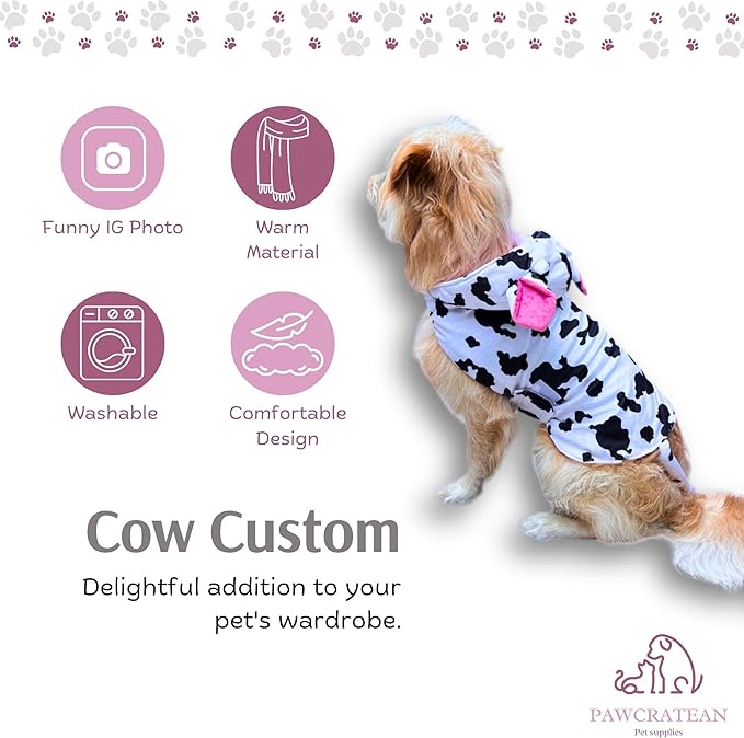 Pet Custom Dog Custom Cat Custom Hoodie, Sporty Look, Funny Gift, Halloween Holiday (Cow, Medium)