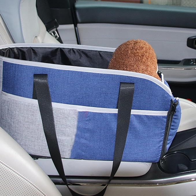 Center Console Dog Seat - Pets Weight Under 15 Lbs Travel Bags with Fixing Straps | Center Console Small Dog Cat for All Seasons | Dog Booster Car Seat Center Console | Car Pet Safety Seat