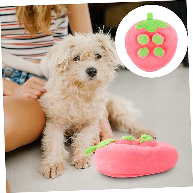 Dog Sniffle Mat for Foraging and Training Interactive Strawberry Design Puzzle Toy for Dogs and Cats Sniffing Skills Reduces Boredom and Stress