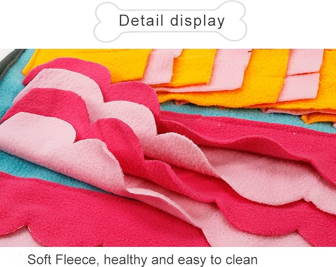 Dog Snuffle Mat Treat Blanket, Pet Puzzle Activity Mat for Stress Release, Nose Work Mat for Slow Feeding and Foraging Training Colorful