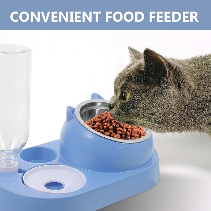 Pet Food Bowl Automatic Water Dispenser Dual Dog and Cat Feeder Non- Base for Animals Simple and Elegant Design