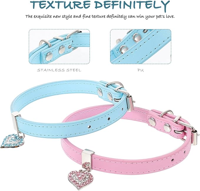jojofuny 2pcs Adjustable Dog Collar with Buckle Blue and Pink Medium Size 1.3-35cm Pet Neck Decoration Dog Neck Ornament
