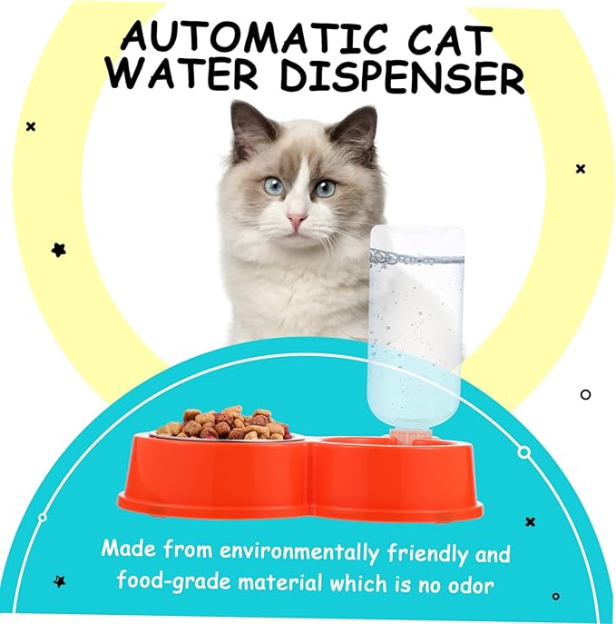 1PC Non Slip Automatic Dog Water and Food Dispenser Bowl Dual Pet Feeding Durable for and Convenient Feeding