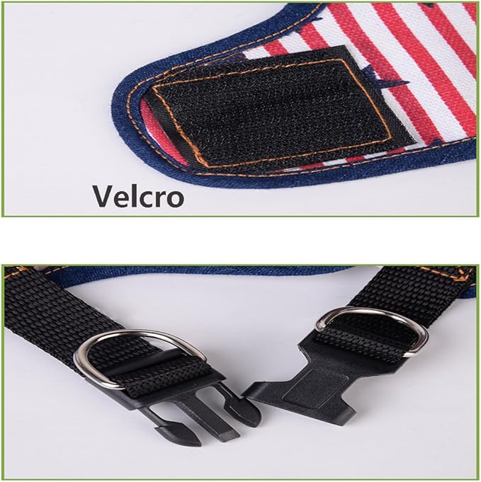Comfortable American National Flag Dog Leash Harness Adjustable Durable Leash Set Dog Leash Collar for Small, Medium Dog