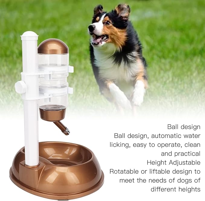Pet Standing Water Dispenser, Pet Standing Water Dispenser Bowl Multifunctional Automatic No Drip Water Bottle Bowl Height Adjustable Multifunction Dog Automatic Water Food Feeder