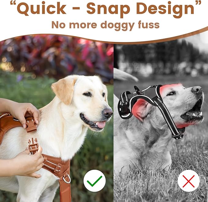 No Pull Dog Harness, Reflective Puppy Vest for Small Medium Large Sized Dog(Carmel Brown,S)