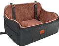 Dog Car Seat for Large Size Dog,Soft Fabric Car Dog Bed Filling Memory Foam,2 Clip-On Safety Leashs and 2 Pockets,Removable and Washable Comfy Pet Car Seat(Black/Brown, Large)
