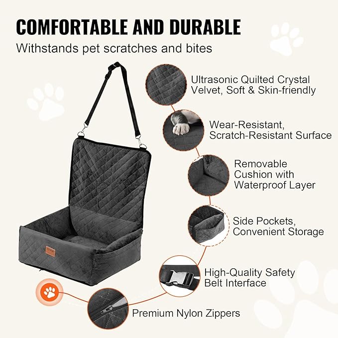 Dog Booster Car Seat Pet Car Seat for Small Medium Dog up to 40 lbs Black