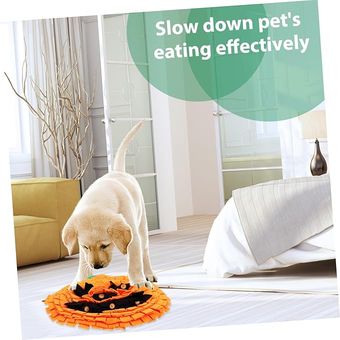 Garneck Dog Snuffle Mat Pumpkin Shape Sniffing Feeding Mat for Large Breeds Space Saving Design Fun Interactive