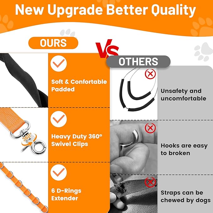 Dog Grooming Belly Strap - Dog Grooming Loops for Table Arm Extender with Clamp Extension Loop Bathing Restraint Leash No Sit Haunch Holder for Small & Medium Hair Cutting Washing (Orange)