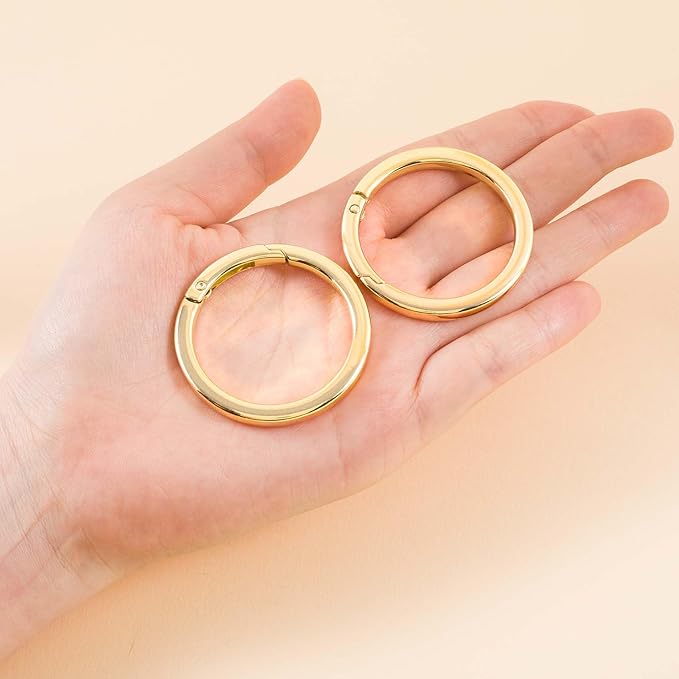 Spring O Rings,Round Spring Snap Keyring, Metal Carabiner Clips for Keychain Handbag Purse Dog