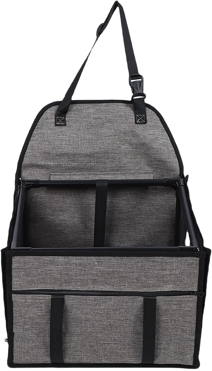 Small Dog Car Seat, Folding Travel Pet Carrier with Breathable Mesh for Small Dogs, Portable Dog Crate for Road Trips (Light Gray)