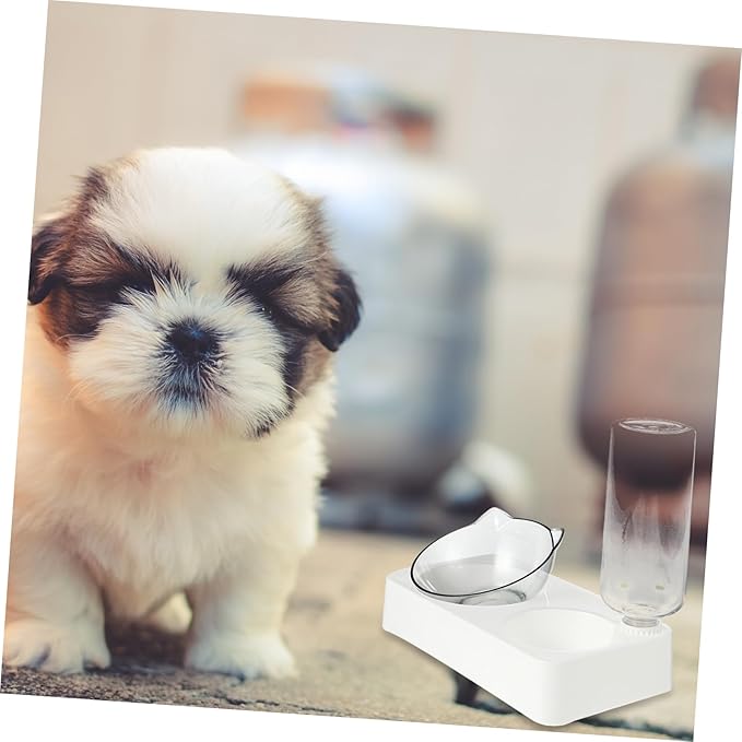 SUPVOX Pet Accessory Set 500ml Automatic Water Bowl Dispenser Dog Waterer Slow Feeding Bowl White Easy Random Style