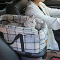 Dog Car Seat Pet Booster Seat ON Car Armrest Perfect for Small Pets, Interactive Dog Console Car Seat,Pet Travel Safety Car Seat,Portable Dog Car Travel Carrier Bed with Safety Buckle