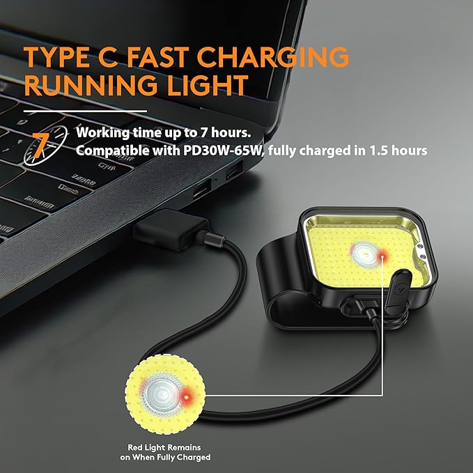 Yls Running Lights for Runners, Rechargeable Clip on Light with 12 Lighting Modes, LED Night Safety-Light for Walking, Camping, Hiking, Jogging, Outdoor Adventure, Black