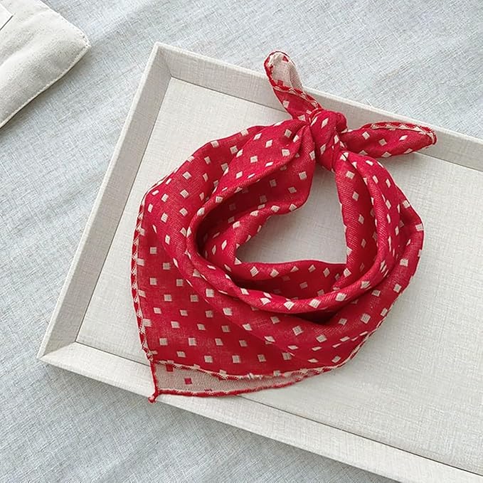 Double Layers Two Tones Dog Cotton Square Bandana Bibs Scarf Kerchief for Small Medium Dogs Boy or Girl - DCB07 R&B