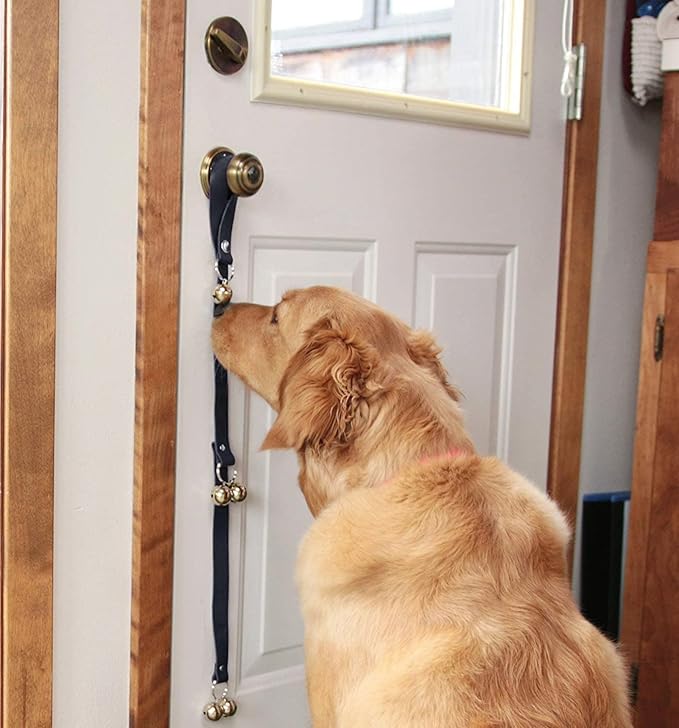 Leather Dog Doorbells for Door Knob, Dog Bells to Go Outside & Puppy Potty Training, Adjustable Brass Dog Bell, Makes Training Your Puppy a Breeze.