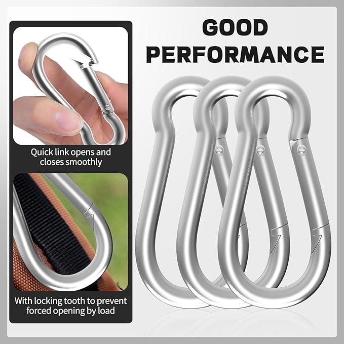 Carabiners Clip Spring Snap Hook,Heavy Duty Galvanized Steel Carabiner,Safety Quick Links Snap Hooks,Spring Clips for Swing Hammock Camping Keychain Outdoor