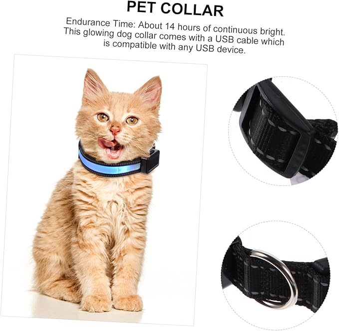 VOSAREA Glowing Dog Collar Bright Modes Rechargeable Led Collar for Pets Puppy Easy Release Buckle