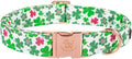 Elegant little tail St Patrick's Dog Collar, Green Clover Pet Collar Cotton Holiday Pet Collar Cute Puppy Collar Adjustable Pet Dog Collars for Medium Dogs