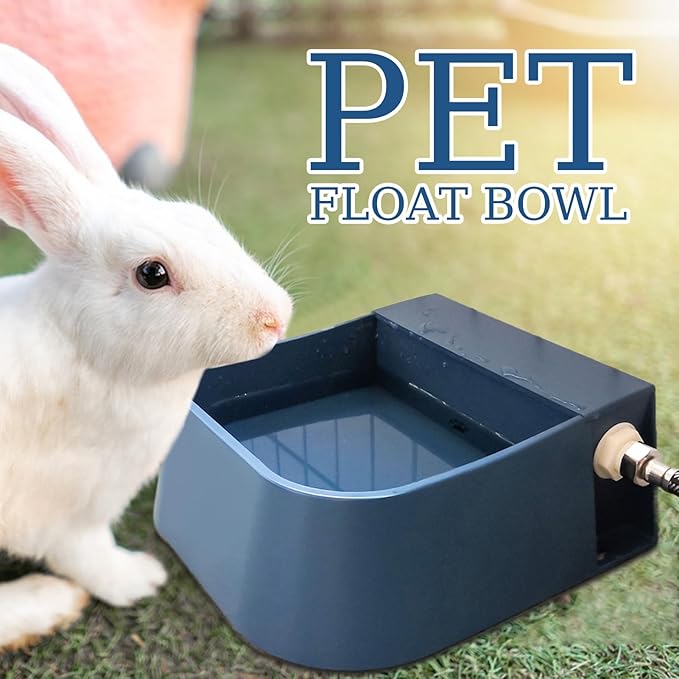 Refillable Dog Water Bowl - Slow Water Feed Dispenser, Water Drinking Fountain Bottle Bowl | Outdoor Float Valve Drinker for Animals, Livestock Water Trough Dispenser with Quick Connecting Pipe Hose