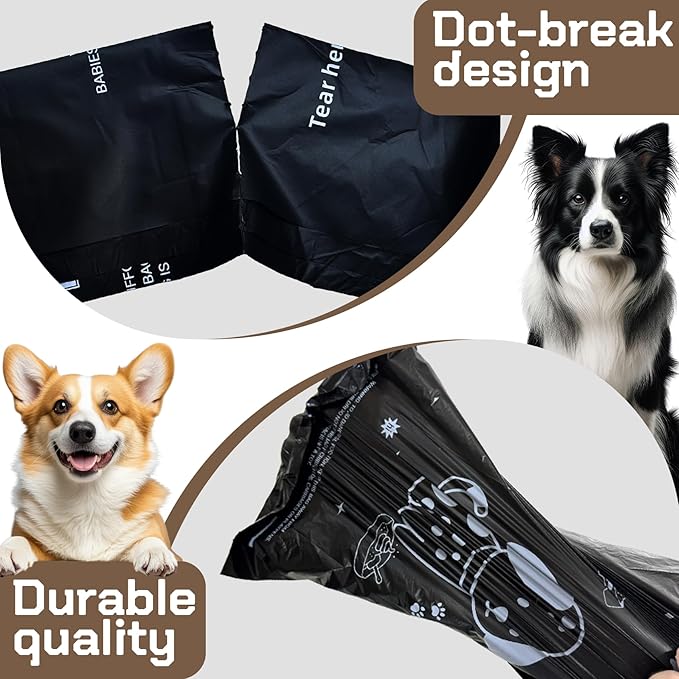 Dog Poop Bags Rolls with Dispenser - Scented & Leak-Proof Dog Waste Bags in Green/Black, 13x9 Inch Extra Large Poop Bags for Dogs, 120/360/630 Counts