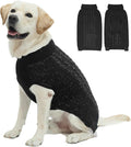 Large Dog Sweater, Classic Cable Knit Warm Dog Sweatshirt with Reflective Yarn for Girl Boy, Halloween Fall Winter Coat Turtleneck Pullover Clothes Apparel for Small Medium Large Dogs (Black L)