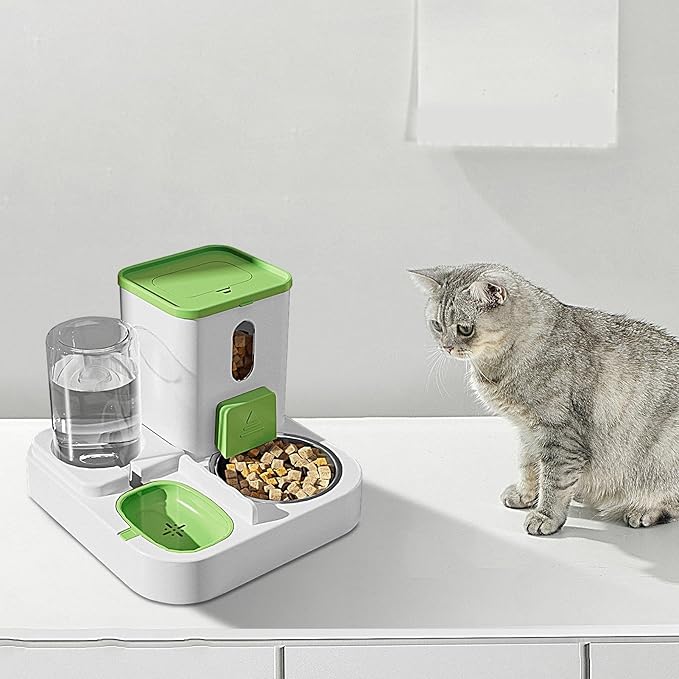 680g Pet Feeder and Water Dispenser Set – Automatic Dry Food Station with Electric Fountain | duals Bowl System for Cats Dogs Home Dorm Travel Hotel School Feeding Hydration Convenience