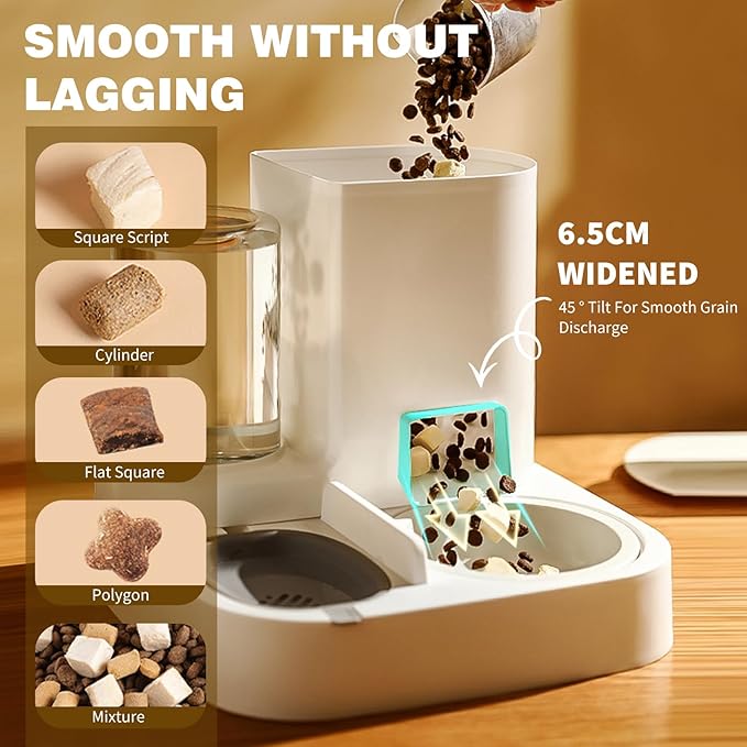 Gravity Pet Feeder and Water Dispenser Set, 2 in 1 Automatic Cat Food Dispenser, Detachable, Easy Clean, Integrated Large Capacity Dog 1L Water Bowl, 2.8L Food Bowl