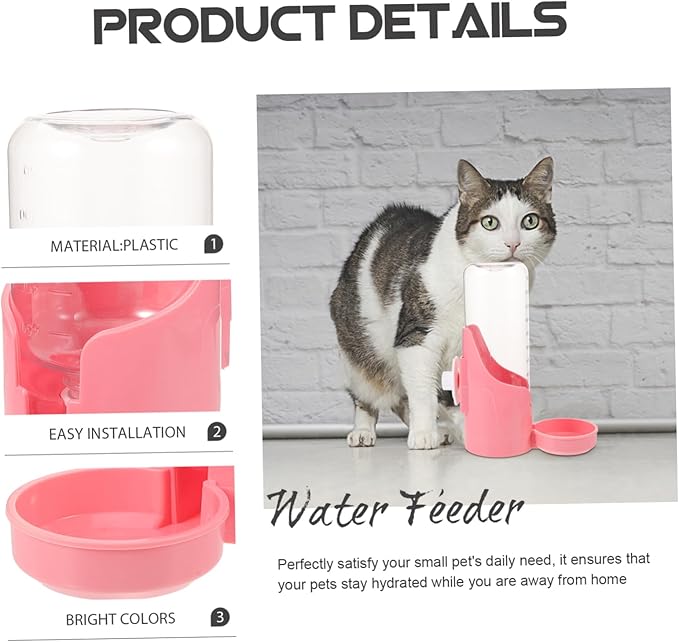 Happyyami Pet Dog Water Feeder Hanging Automatic Drinking Device for Cats Dogs Space-Saving Design Easy Installation Hydration for Cage Use Elegant