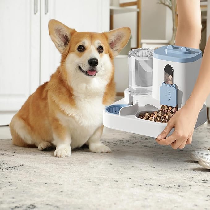 Dog Feeder, Automatic Pet Feeder, Large Capacity Food Dispenser with Flow System for Cats Kittens Small Medium Dogs Indoor Feeding, Convenient Daily Meal Supply for Home Use