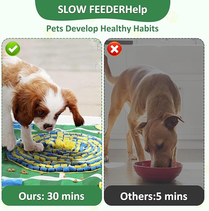 Snuffle Mat for Dogs, Slow Feeding Game Interactive Puzzle Dog Food Mat, Dog Snuffle Toy for Small Medium Large Breed Dogs Puppy Sniff Foraging Mats Mental Stimulation Treat Game, 25.98*39.76 inch