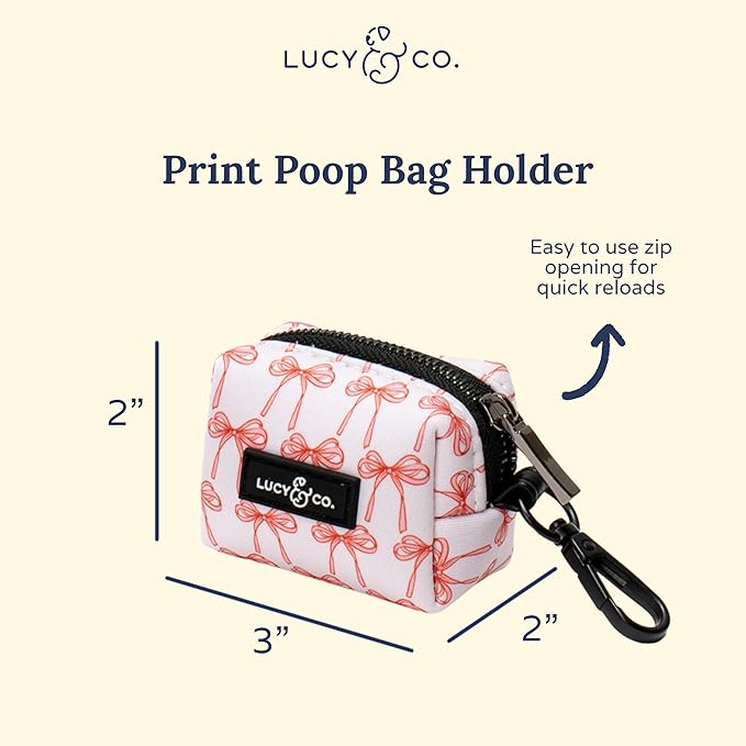 Lucy & Co. Ballet Bows Everyday Dog Poop Bag Holder - Leak Proof Dispenser - Hygienic Pet Poop Pickup - Purple Coral Floral