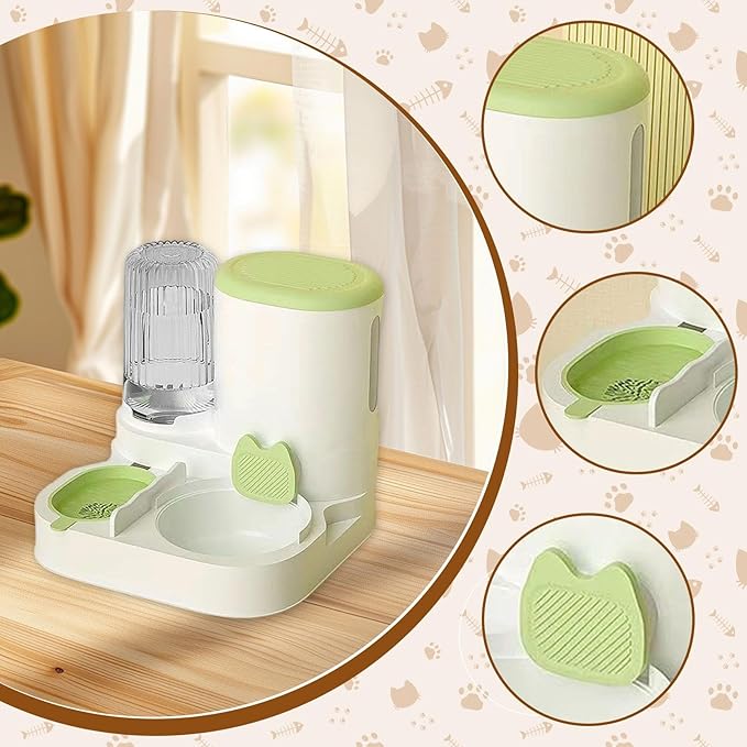 Automatic Dog Feeder and Water Dispenser,Food Feed,Drinking,Dog Bowl Automatic Pet Feeder for Bunny Small Animals Small Dogs, Green