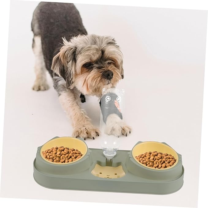 SUPVOX Automatic Pet Feeder and Water Dispenser with Dual Bowls Bite-Resistant Lightweight Non-Slip Design for Cats and Dogs Random Styles