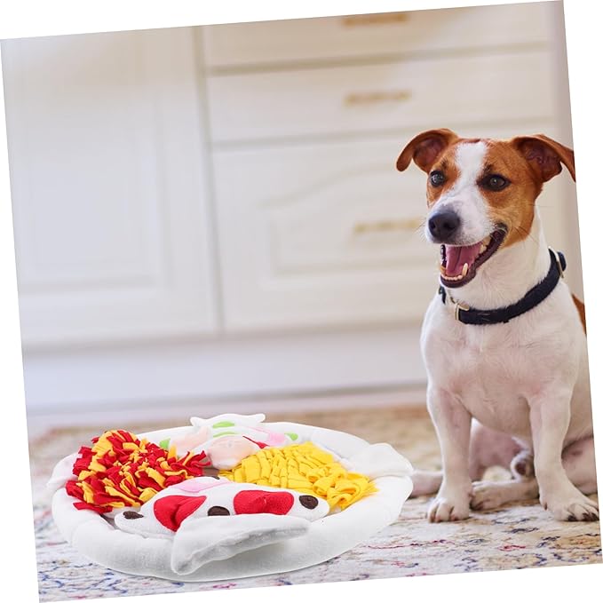 Luxshiny Pizza Shape Dog Snuffle Mat Slow Feeder Pet Smell Pad for Stress Relief and Intelligence Training Material Interactive Nose Work for Dogs and Cats