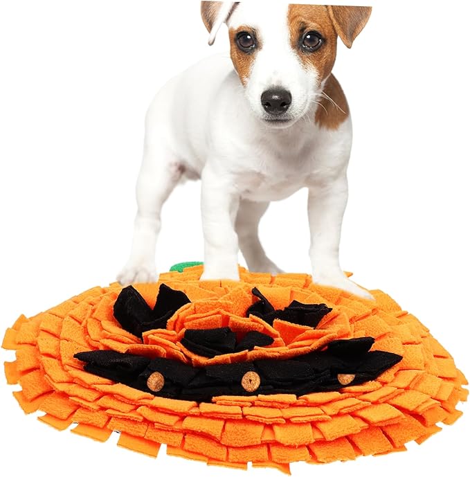 Pumpkin Snuffle Mat for Dogs Interactive Dog Puzzle Mat for Mental Slow Feeding Toy Bright Foraging Skills for All Breeds