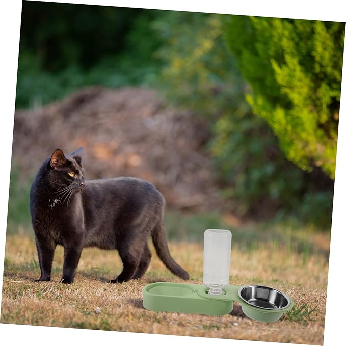 Automatic Pet Feeder Dual Bowls Rotating Wall Corner Design Easy Cats and Dogs Non-Leak Practical Pet Feeding
