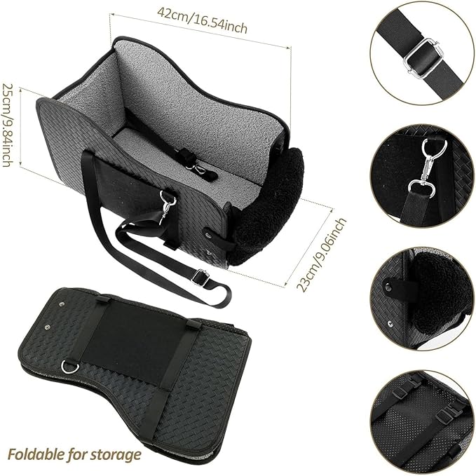 Portable Dog Car Seat, Pet Cushion Bed Carrier, Foldable Travel Accessory with Lightweight Build, Under 14lbs Puppy Seat for Car Stroller, Pet Bed with Soft Material, Travel Gear for Picnic and Truck